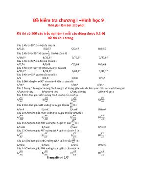 Đê kiêm tra 1 tiêt chương I - Hinh hoc lớp 9